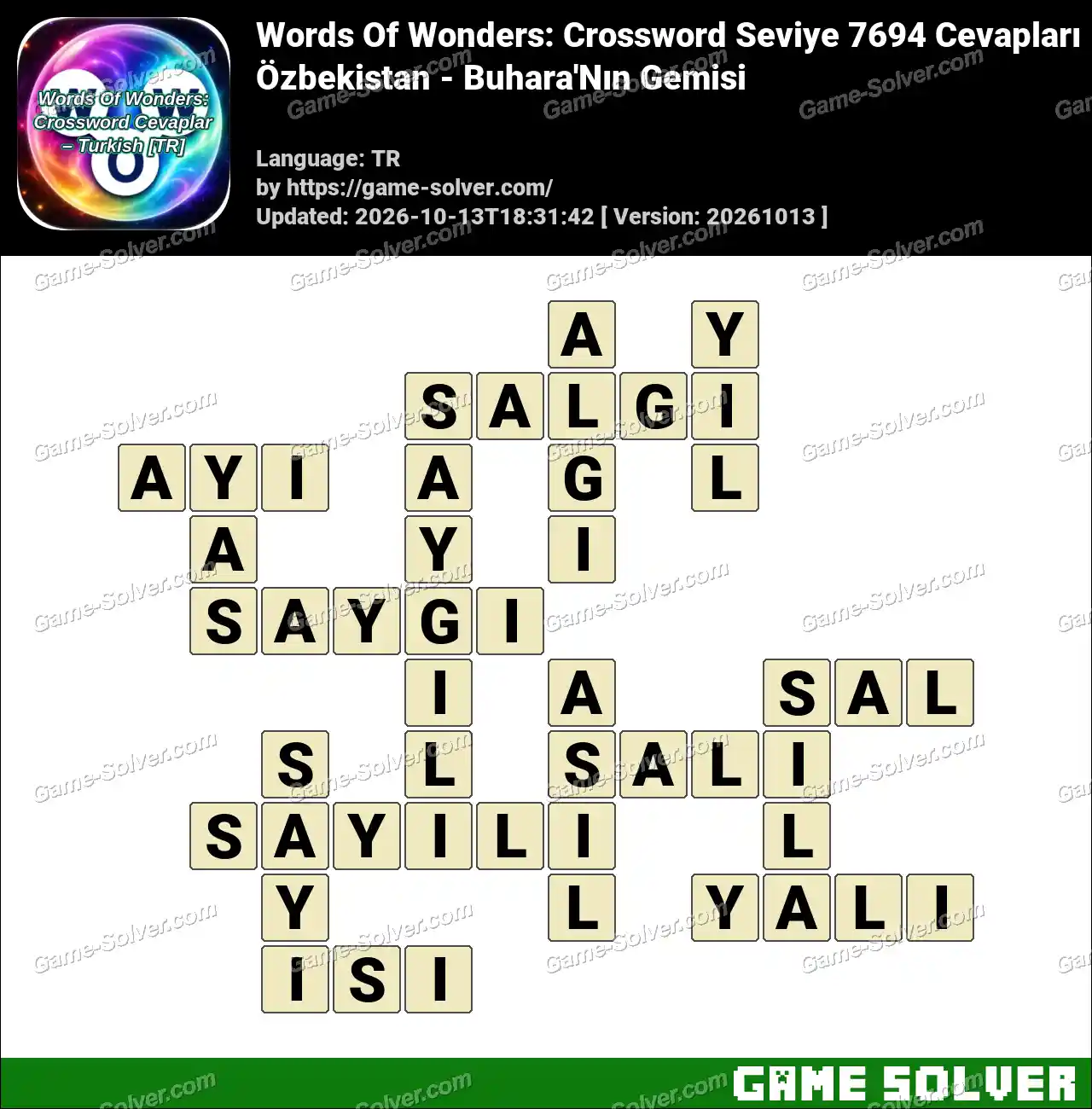 Words Of Wonders: Crossword Seviye 7694 Cevapları – Özbekistan – Buhara’Nın Gemisi